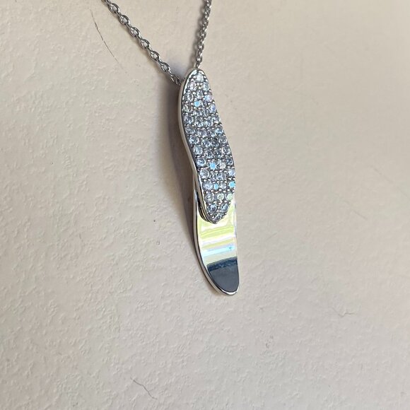 Rhodium Plated Silver tone Pave CZ Necklace & Earrings - Picture 4 of 7